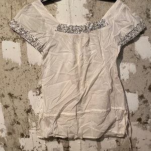 Belair Cotton White Lace Sequin Blouse/Cover Up NeverUsed